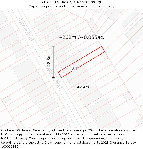 21, COLLEGE ROAD, READING, RG6 1QE: Plot and title map
