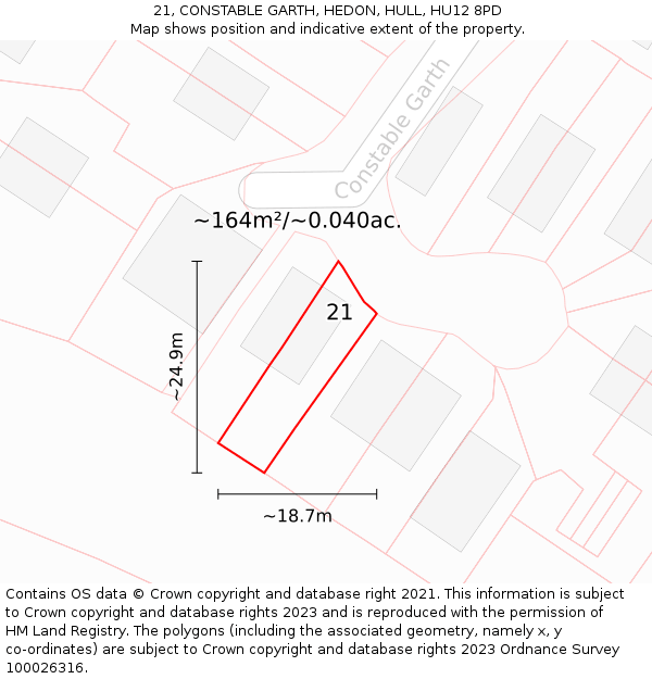 21, CONSTABLE GARTH, HEDON, HULL, HU12 8PD: Plot and title map