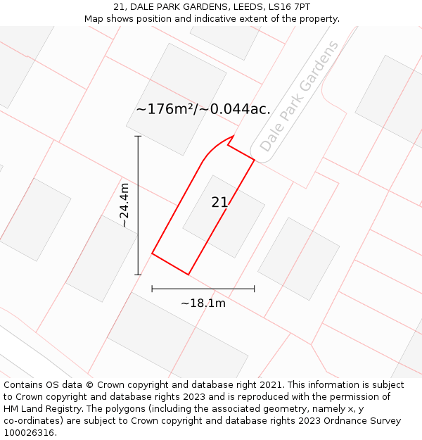 21, DALE PARK GARDENS, LEEDS, LS16 7PT: Plot and title map