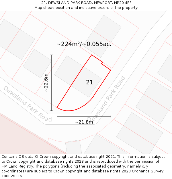 21, DEWSLAND PARK ROAD, NEWPORT, NP20 4EF: Plot and title map