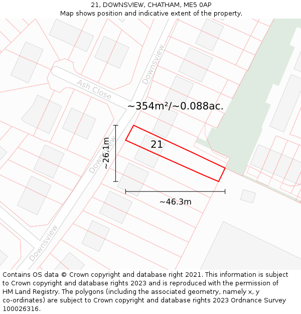 21, DOWNSVIEW, CHATHAM, ME5 0AP: Plot and title map