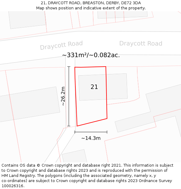 21, DRAYCOTT ROAD, BREASTON, DERBY, DE72 3DA: Plot and title map
