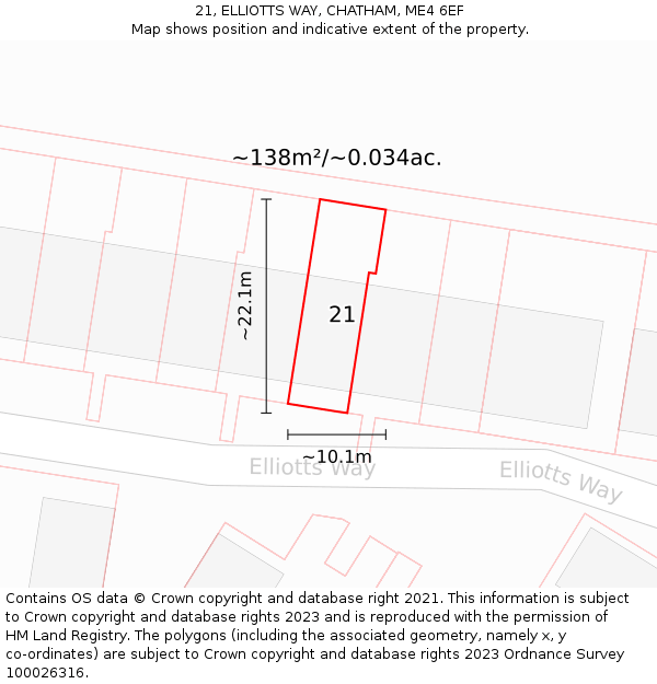 21, ELLIOTTS WAY, CHATHAM, ME4 6EF: Plot and title map
