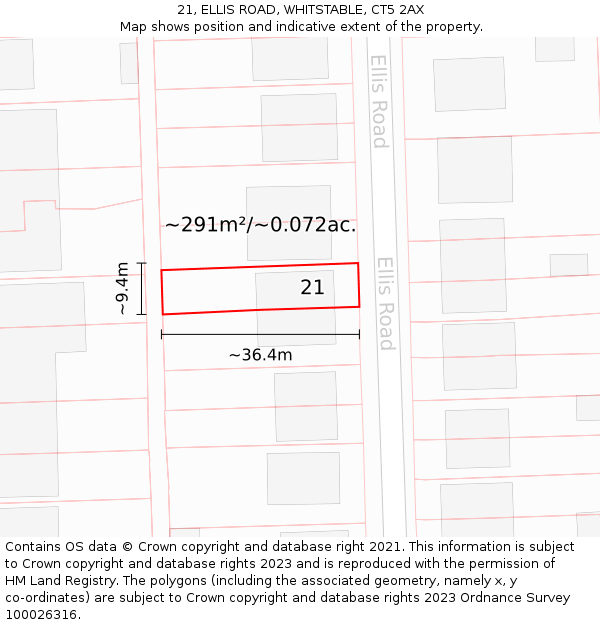 21, ELLIS ROAD, WHITSTABLE, CT5 2AX: Plot and title map