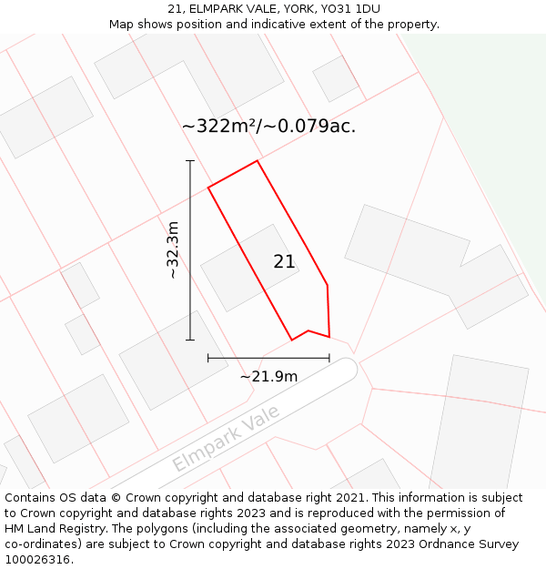 21, ELMPARK VALE, YORK, YO31 1DU: Plot and title map