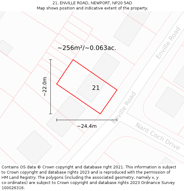 21, ENVILLE ROAD, NEWPORT, NP20 5AD: Plot and title map