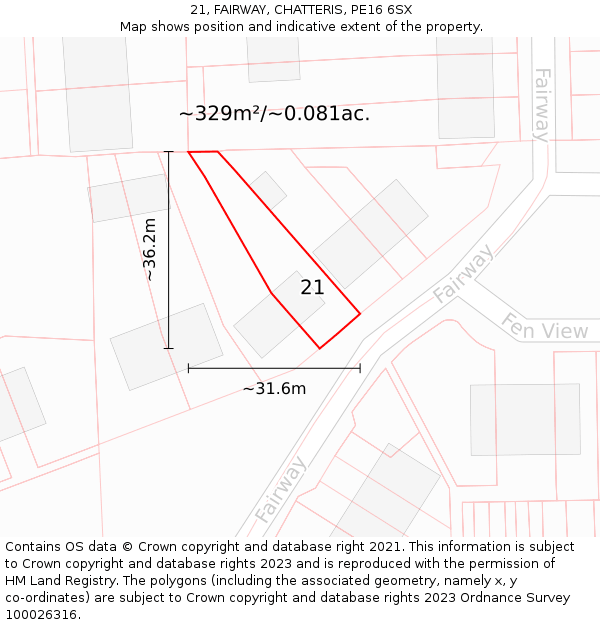 21, FAIRWAY, CHATTERIS, PE16 6SX: Plot and title map