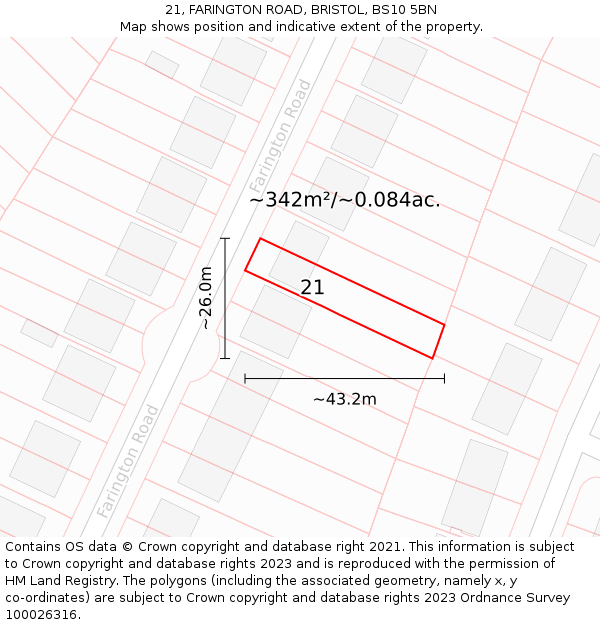 21, FARINGTON ROAD, BRISTOL, BS10 5BN: Plot and title map