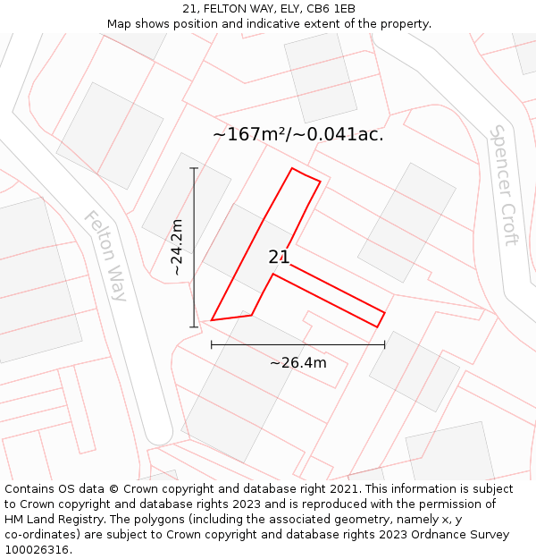 21, FELTON WAY, ELY, CB6 1EB: Plot and title map