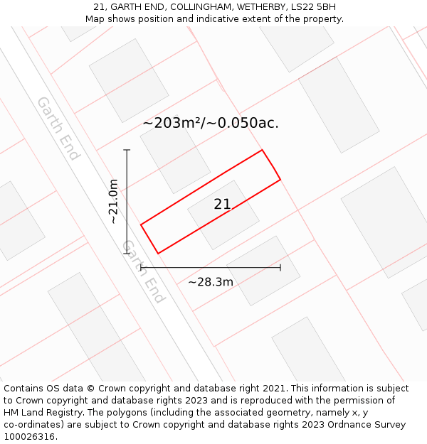 21, GARTH END, COLLINGHAM, WETHERBY, LS22 5BH: Plot and title map