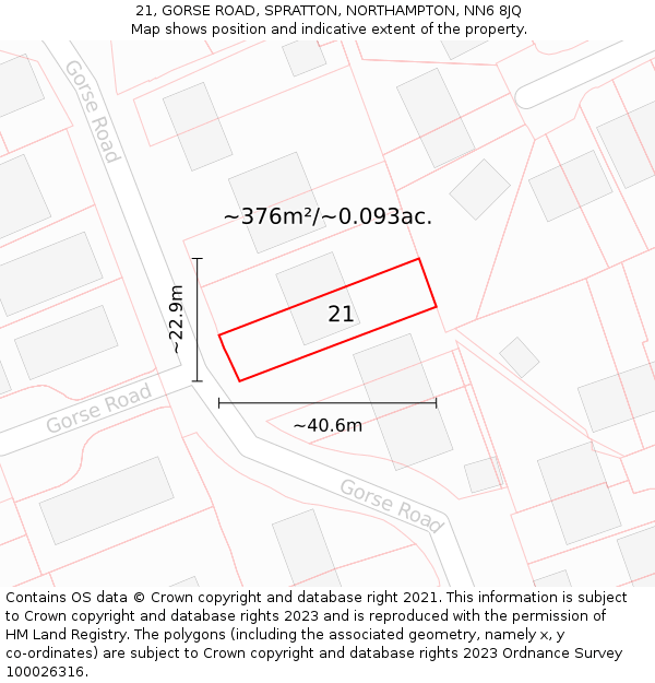 21, GORSE ROAD, SPRATTON, NORTHAMPTON, NN6 8JQ: Plot and title map