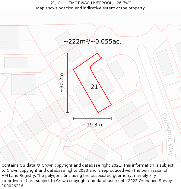 21, GUILLEMOT WAY, LIVERPOOL, L26 7WG: Plot and title map