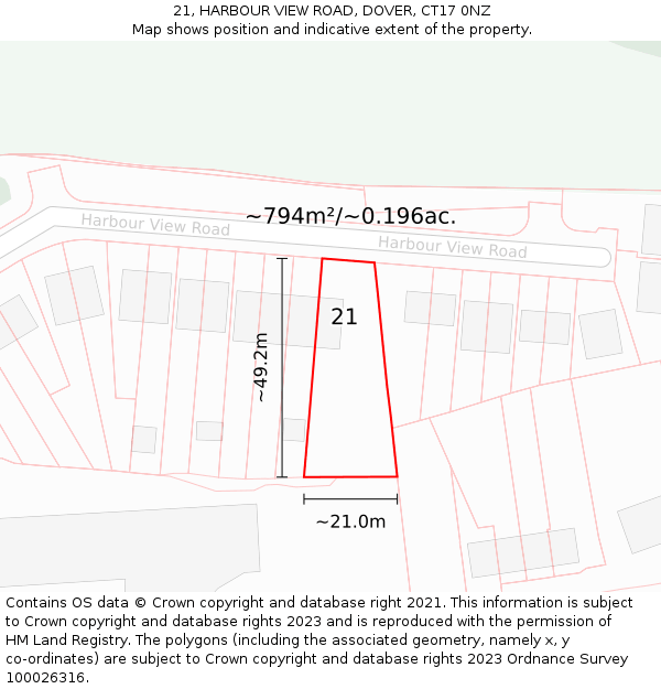 21, HARBOUR VIEW ROAD, DOVER, CT17 0NZ: Plot and title map