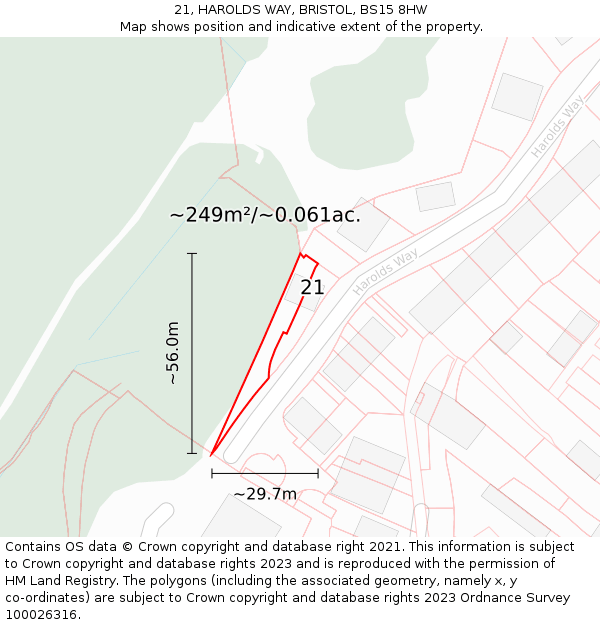 21, HAROLDS WAY, BRISTOL, BS15 8HW: Plot and title map