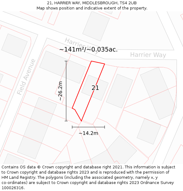21, HARRIER WAY, MIDDLESBROUGH, TS4 2UB: Plot and title map
