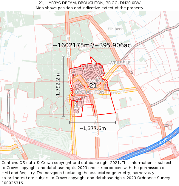 21, HARRYS DREAM, BROUGHTON, BRIGG, DN20 0DW: Plot and title map