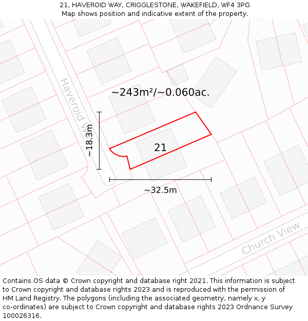21, HAVEROID WAY, CRIGGLESTONE, WAKEFIELD, WF4 3PG: Plot and title map