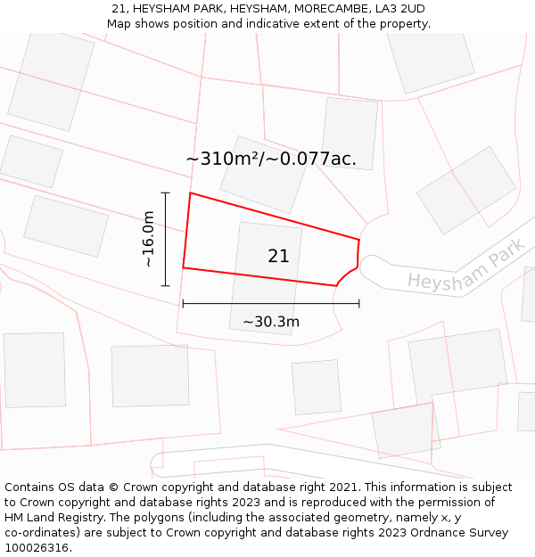 21, HEYSHAM PARK, HEYSHAM, MORECAMBE, LA3 2UD: Plot and title map