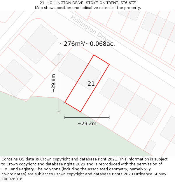 21, HOLLINGTON DRIVE, STOKE-ON-TRENT, ST6 6TZ: Plot and title map