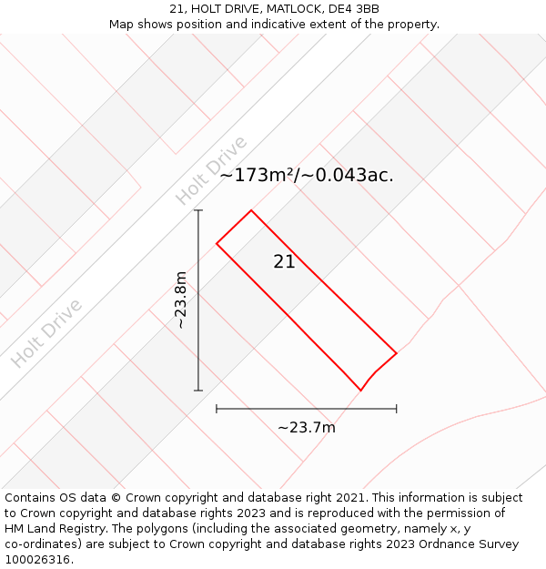 21, HOLT DRIVE, MATLOCK, DE4 3BB: Plot and title map