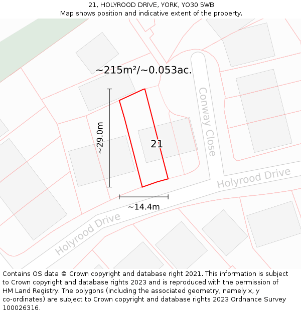 21, HOLYROOD DRIVE, YORK, YO30 5WB: Plot and title map