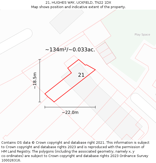 21, HUGHES WAY, UCKFIELD, TN22 1DX: Plot and title map