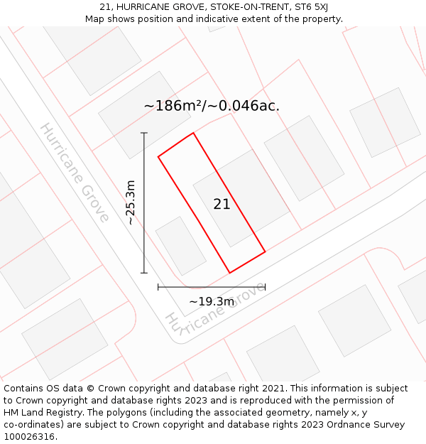 21, HURRICANE GROVE, STOKE-ON-TRENT, ST6 5XJ: Plot and title map