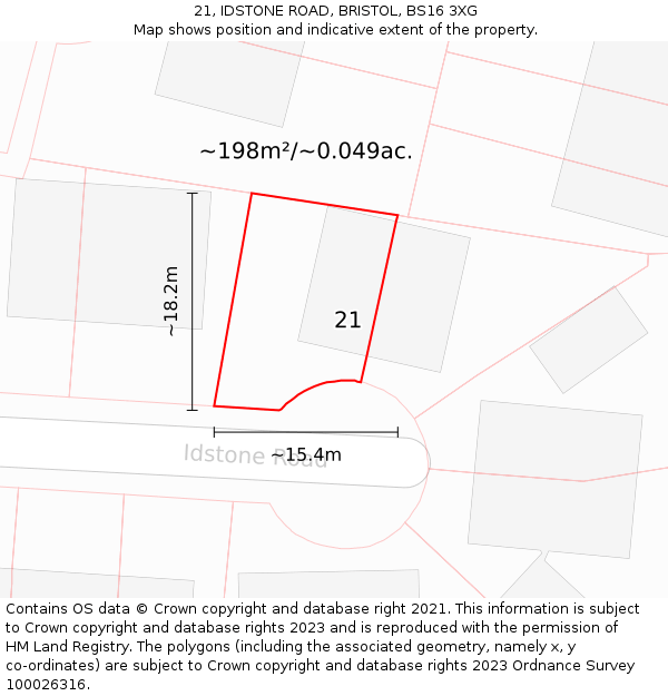 21, IDSTONE ROAD, BRISTOL, BS16 3XG: Plot and title map