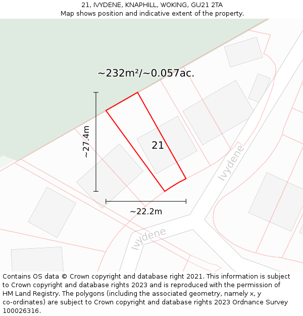 21, IVYDENE, KNAPHILL, WOKING, GU21 2TA: Plot and title map