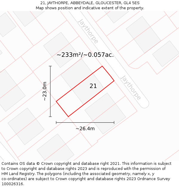 21, JAYTHORPE, ABBEYDALE, GLOUCESTER, GL4 5ES: Plot and title map
