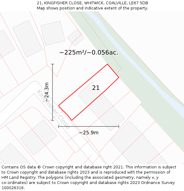 21, KINGFISHER CLOSE, WHITWICK, COALVILLE, LE67 5DB: Plot and title map