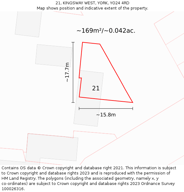 21, KINGSWAY WEST, YORK, YO24 4RD: Plot and title map