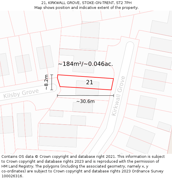 21, KIRKWALL GROVE, STOKE-ON-TRENT, ST2 7PH: Plot and title map