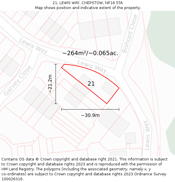 21, LEWIS WAY, CHEPSTOW, NP16 5TA: Plot and title map