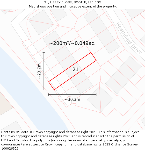 21, LIBREX CLOSE, BOOTLE, L20 6GG: Plot and title map