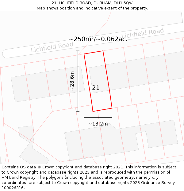 21, LICHFIELD ROAD, DURHAM, DH1 5QW: Plot and title map