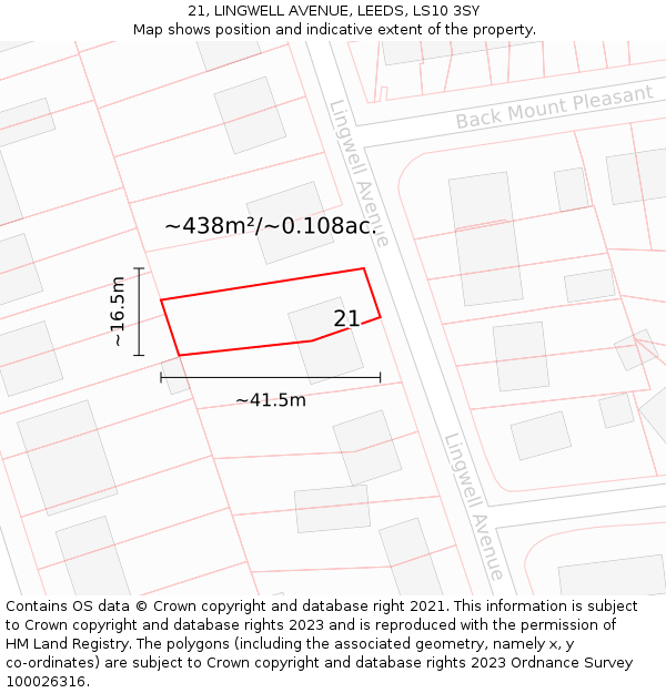 21, LINGWELL AVENUE, LEEDS, LS10 3SY: Plot and title map