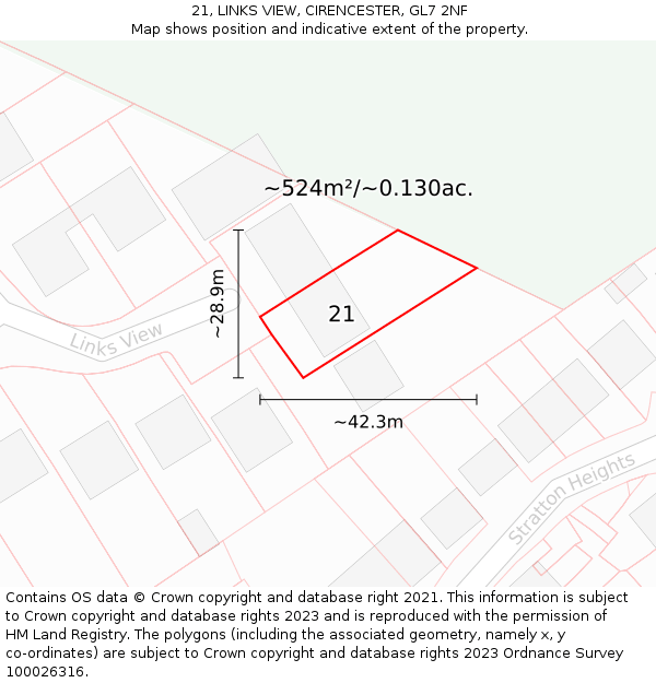 21, LINKS VIEW, CIRENCESTER, GL7 2NF: Plot and title map