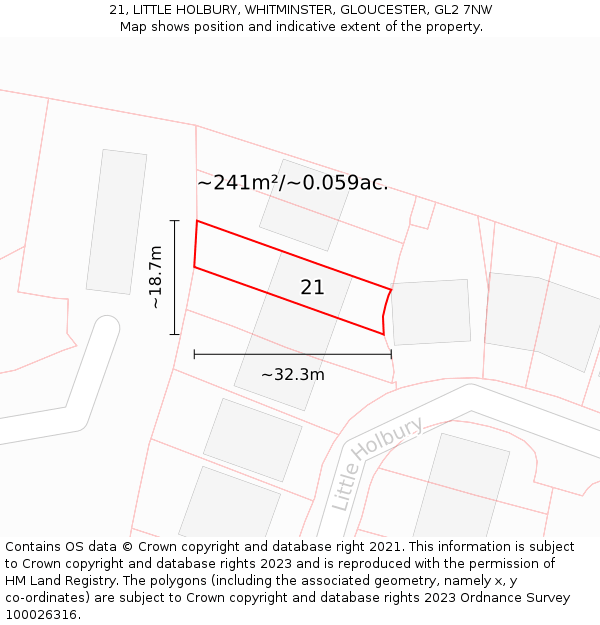 21, LITTLE HOLBURY, WHITMINSTER, GLOUCESTER, GL2 7NW: Plot and title map