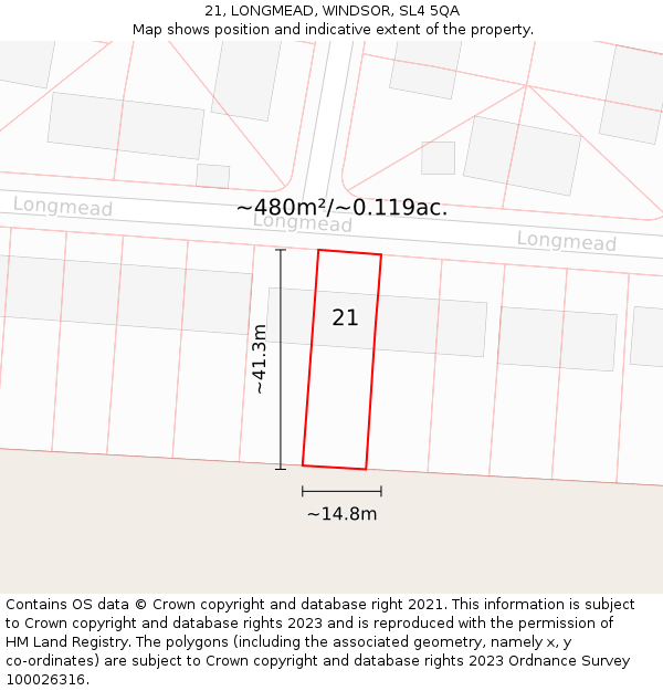 21, LONGMEAD, WINDSOR, SL4 5QA: Plot and title map