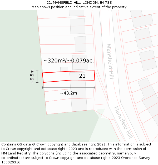 21, MANSFIELD HILL, LONDON, E4 7SS: Plot and title map