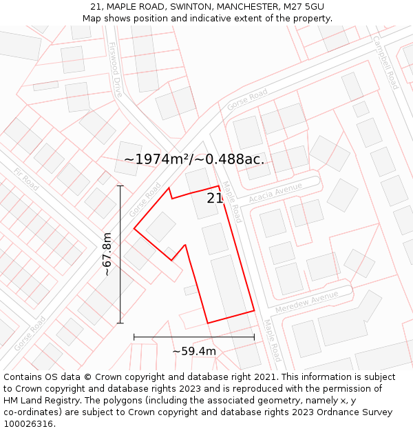 21, MAPLE ROAD, SWINTON, MANCHESTER, M27 5GU: Plot and title map