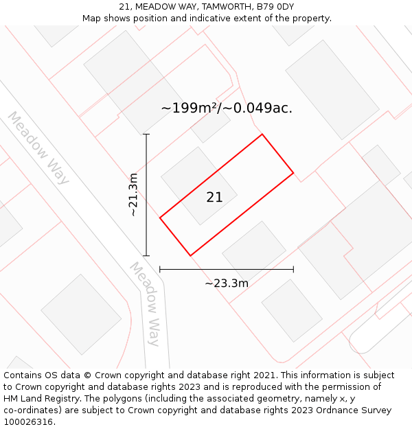 21, MEADOW WAY, TAMWORTH, B79 0DY: Plot and title map