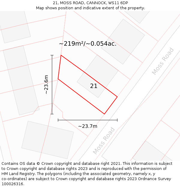 21, MOSS ROAD, CANNOCK, WS11 6DP: Plot and title map