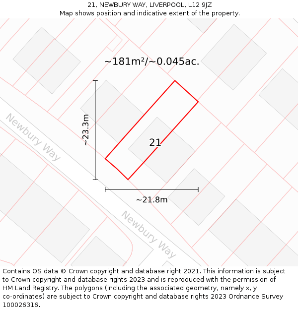 21, NEWBURY WAY, LIVERPOOL, L12 9JZ: Plot and title map