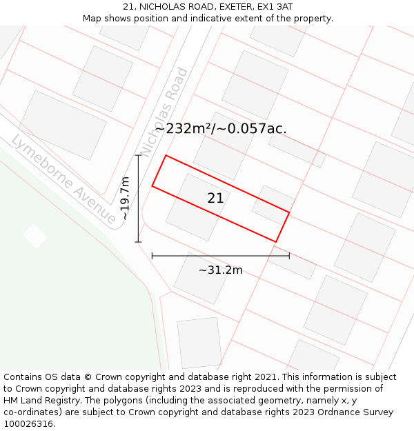 21, NICHOLAS ROAD, EXETER, EX1 3AT: Plot and title map