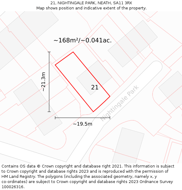 21, NIGHTINGALE PARK, NEATH, SA11 3RX: Plot and title map