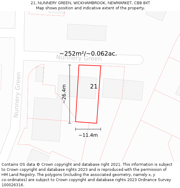 21, NUNNERY GREEN, WICKHAMBROOK, NEWMARKET, CB8 8XT: Plot and title map