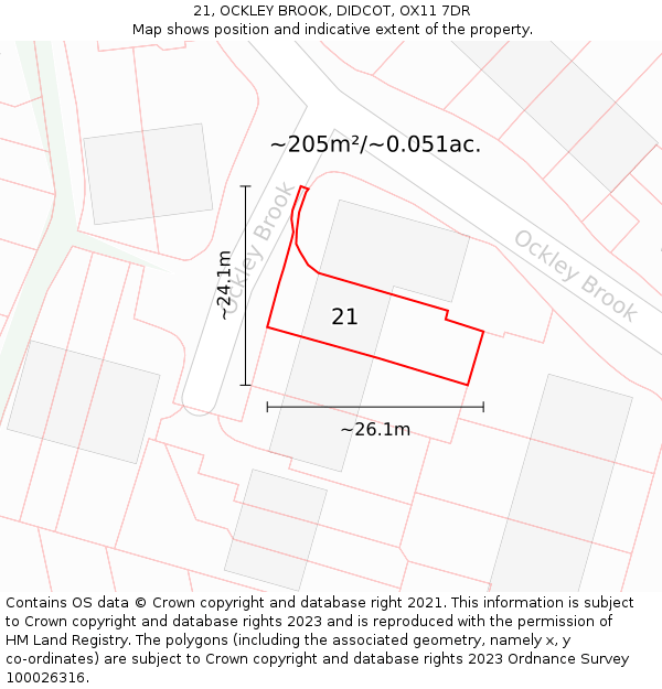 21, OCKLEY BROOK, DIDCOT, OX11 7DR: Plot and title map