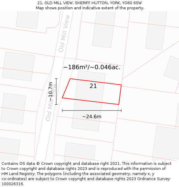 21, OLD MILL VIEW, SHERIFF HUTTON, YORK, YO60 6SW: Plot and title map